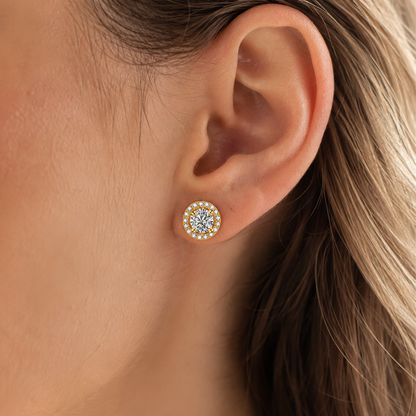 Brinco Cravejado Moissanite Banhado a Ouro 18k