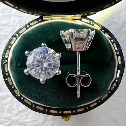 Brinco Solitário 6 Garras Moissanite Banhado a Ouro 18k