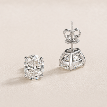 Brinco Solitário Oval Moissanite Banhado a Ouro 18k