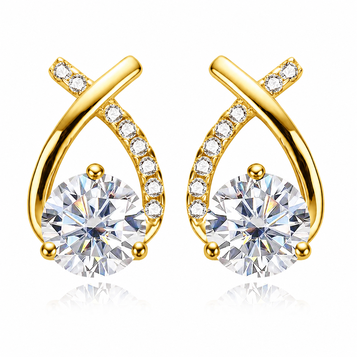 Brinco Petala de Luz Moissanite Banhado a Ouro 18k