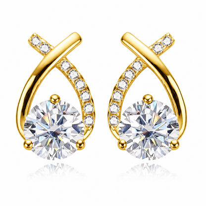 Brinco Petala de Luz Moissanite Banhado a Ouro 18k