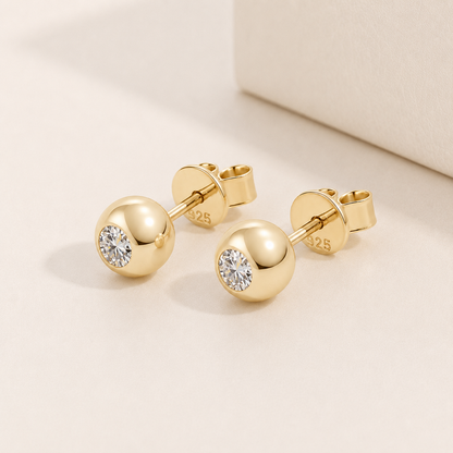Brinco Ponto Brilhante Moissanite Banhado a Ouro 18k
