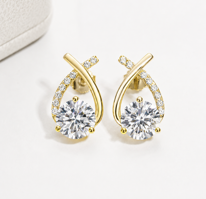 Brinco Petala de Luz Moissanite Banhado a Ouro 18k