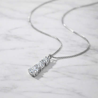 Colar Ponto Triplo Moissanite Banhado a Ouro