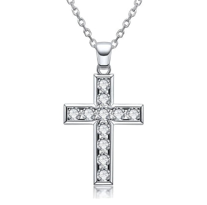 Colar Crucifixo Moissanite Cravejado em Prata - Loratta 