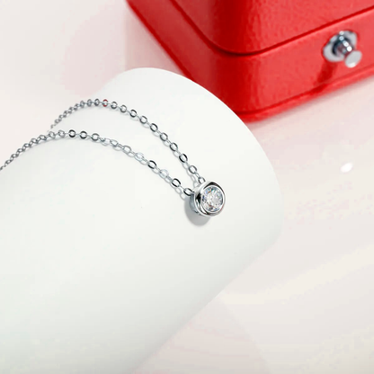 Colar Moissanite Brilhante em Prata Banhado a Ouro Branco