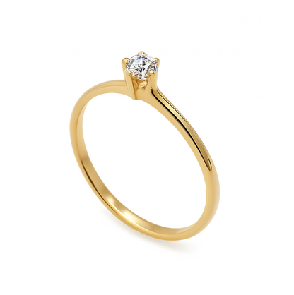 Anel Solitário Vega Moissanite 2mm em Ouro 18k