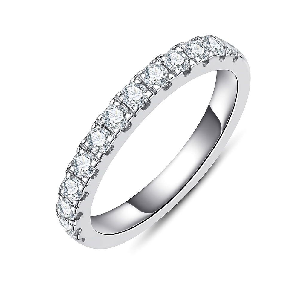 Meia Aliança Shimmer Moissanite Banhada a Ouro 18k