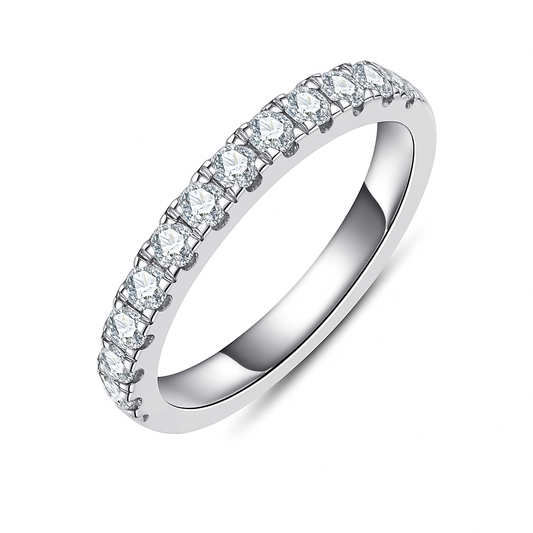 Meia Aliança Shimmer Moissanite Banhada a Ouro 18k