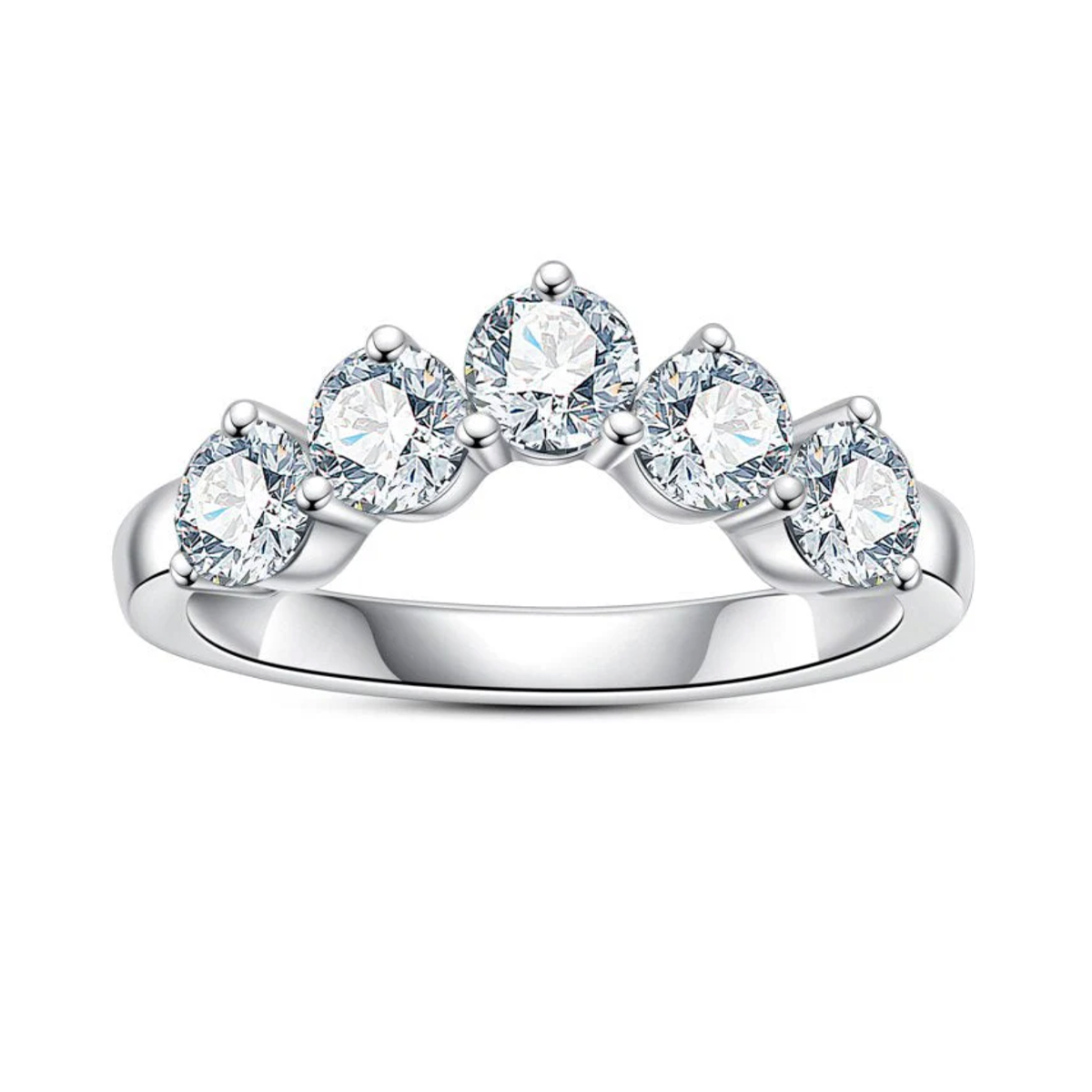 Meia Aliança Faixa Estrelar Moissanite Banhada a Ouro 18k