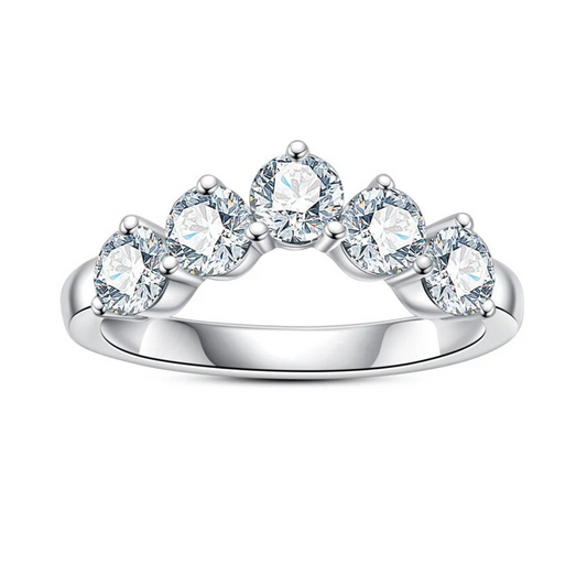 Meia Aliança Faixa Estrelar Moissanite Banhada a Ouro 18k