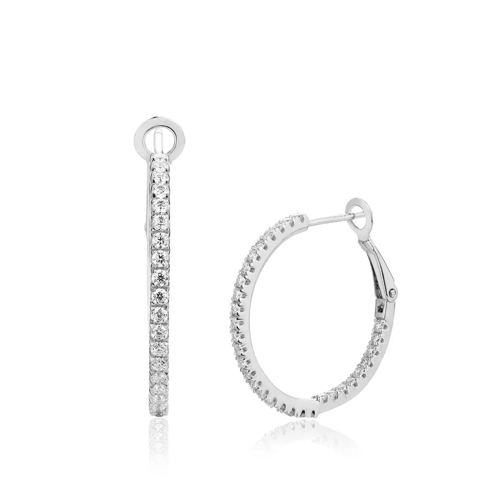 Brinco Argola Cravejado em Moissanite Folheado à Ouro 18k - Loratta 