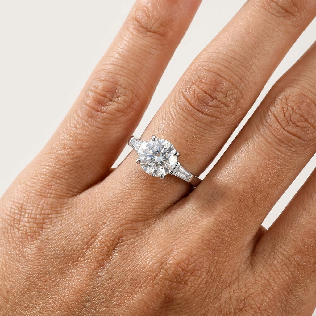 Anel Tríplice Moissanite Banhado a Ouro 18k