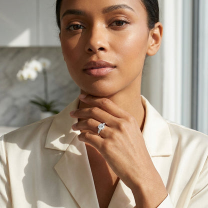 Anel Tríplice Moissanite Banhado a Ouro 18k