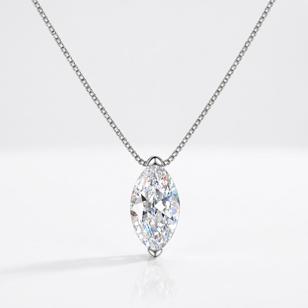 Colar Bella Marquise Moissanite Banhado a Ouro