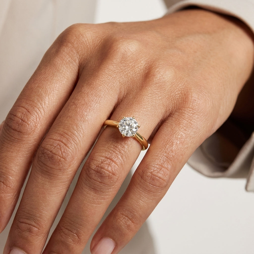 Anel Solitário Solara Moissanite em Ouro 18k