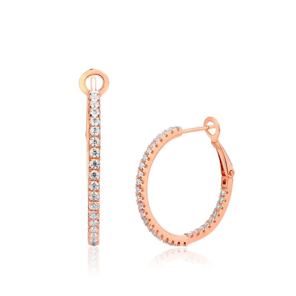 Brinco Argola Cravejado em Moissanite Folheado à Ouro 18k - Loratta 