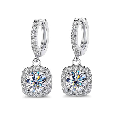 Brincos Moissanite Brilhante Banhado à Ouro Branco 18k - Loratta 
