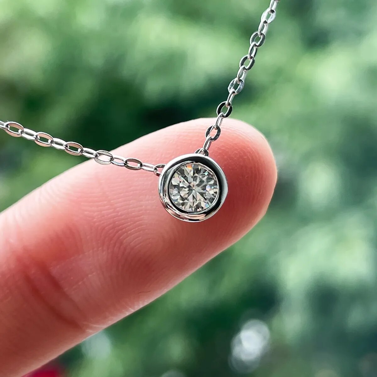 Colar Moissanite Brilhante em Ouro Branco - Loratta 