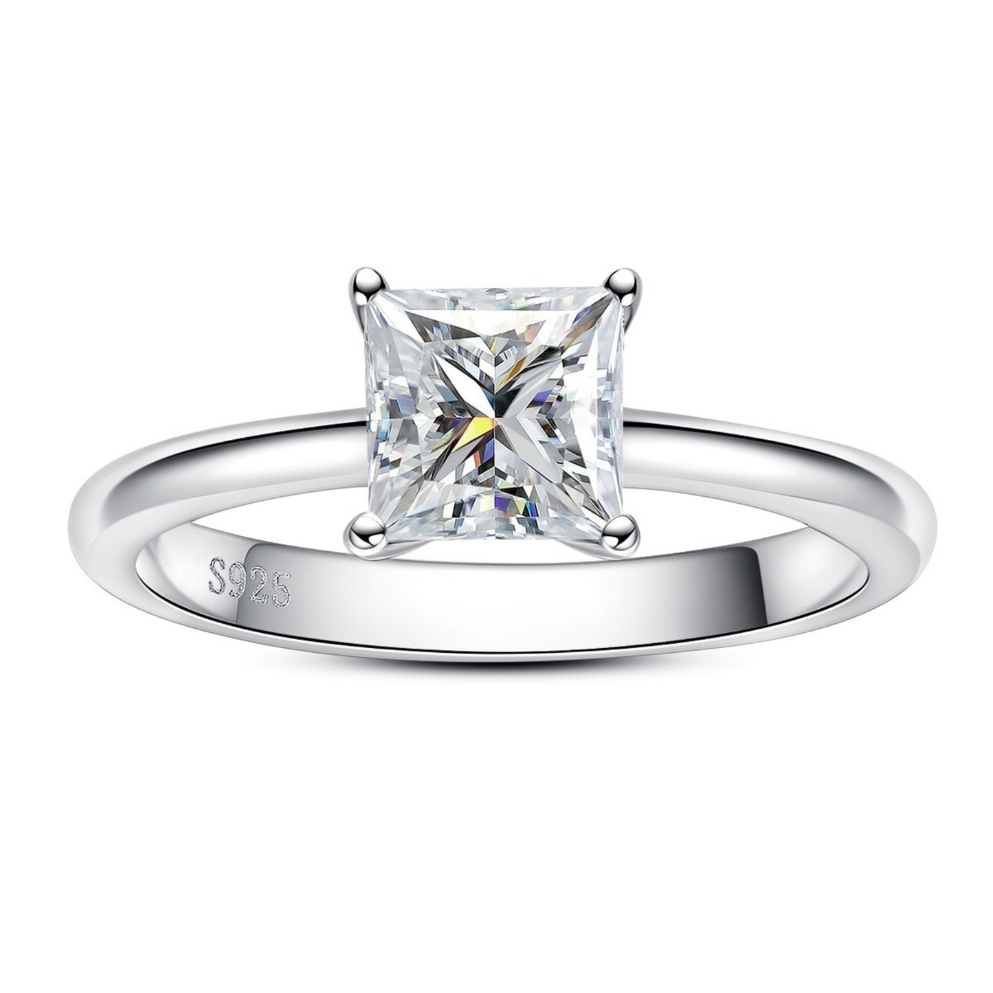 Anel Solitário Princess Moissanite - Loratta 