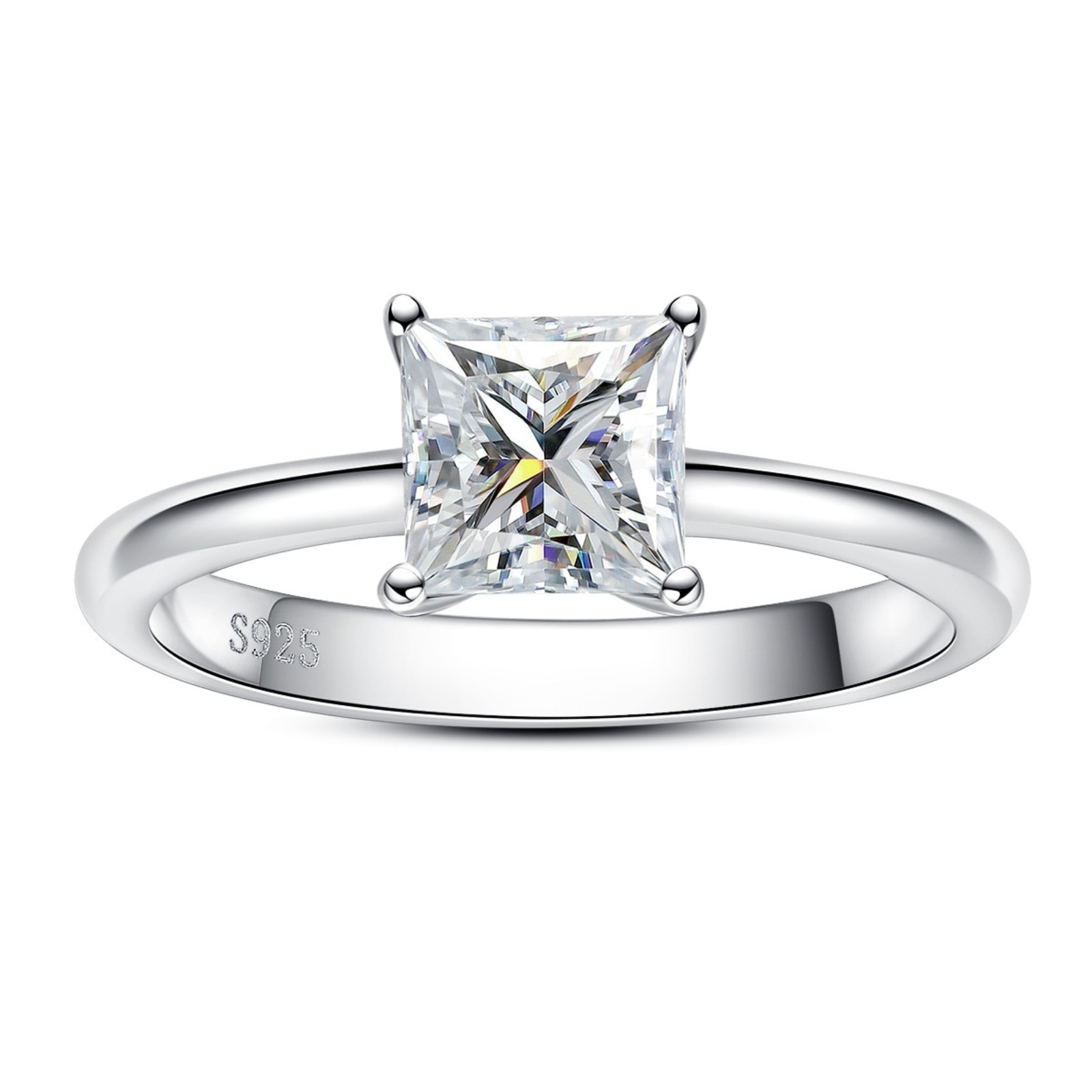Anel Solitário Princess Moissanite - Loratta 