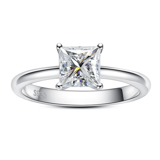 Anel Solitário Princess Moissanite - Loratta 