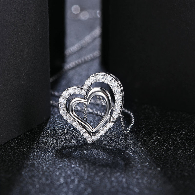 Colar Amor Brilhante moissanite Banhado à Ouro Branco 18k - Loratta 