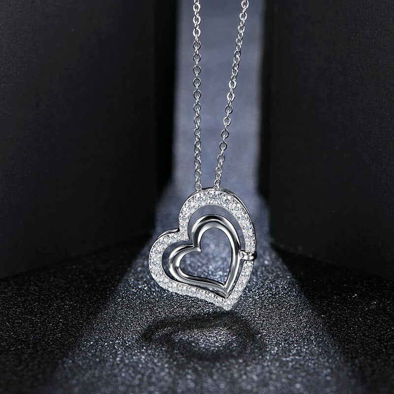Colar Amor Brilhante moissanite Banhado à Ouro Branco 18k - Loratta 
