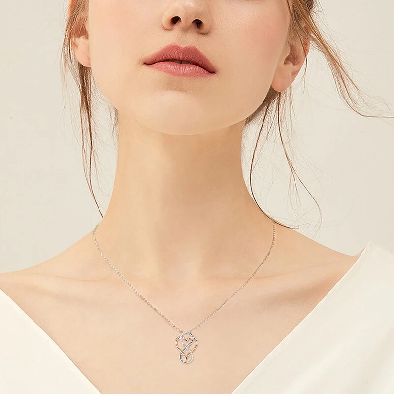 Colar Laçoes de Amor Moissanite em Prata e Ouro Rosé - Loratta 