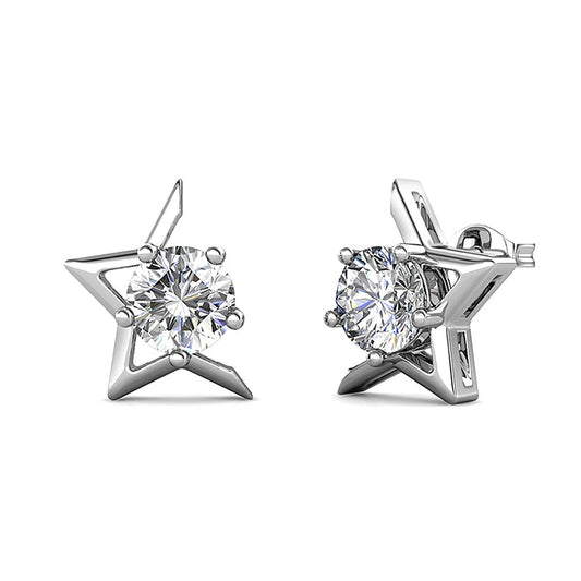 Brinco Meia Estrela Moissanite em Prata Folheado à Ouro 18k - Loratta 
