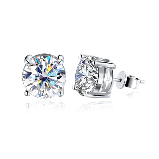 Brinco Solitário Haste Moissanite em Ouro 18k - Loratta 