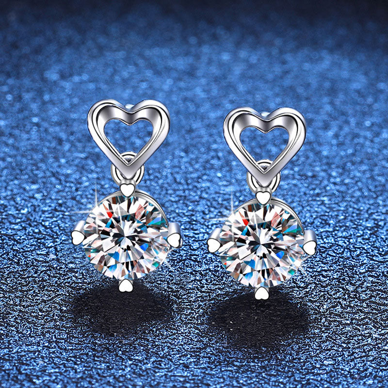 Brinco Coração Moissanite em Prata Folheado à Ouro 18k - Loratta 