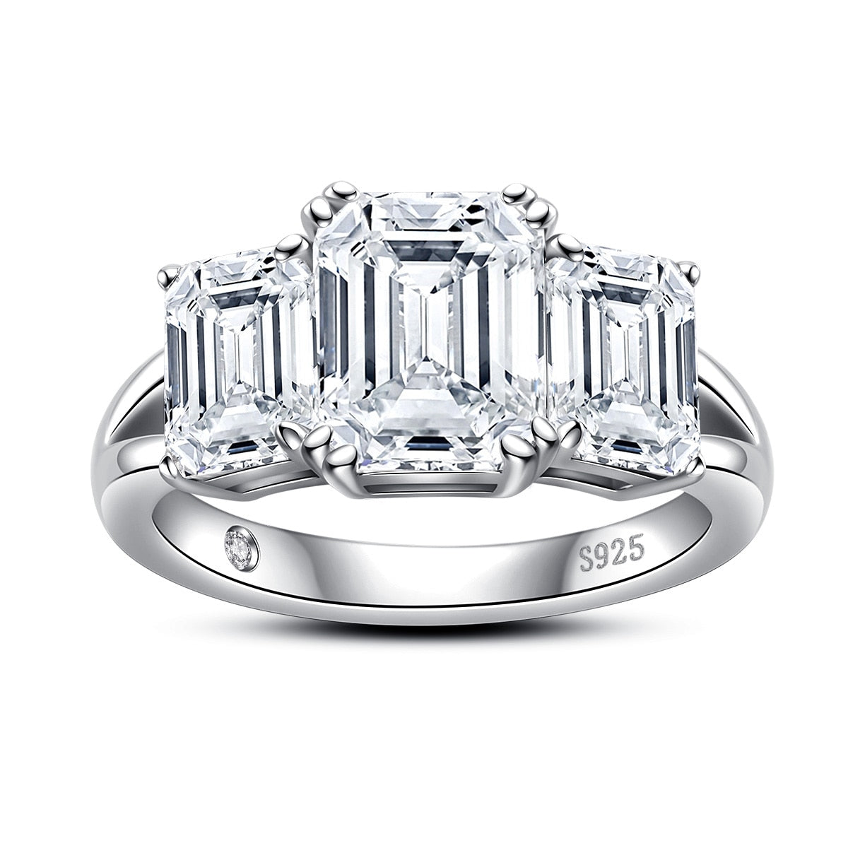 Anel Trinity Esmeralda Moissanite - Loratta 