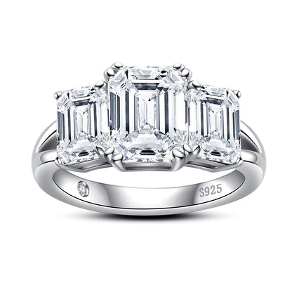Anel Trinity Esmeralda Moissanite - Loratta 