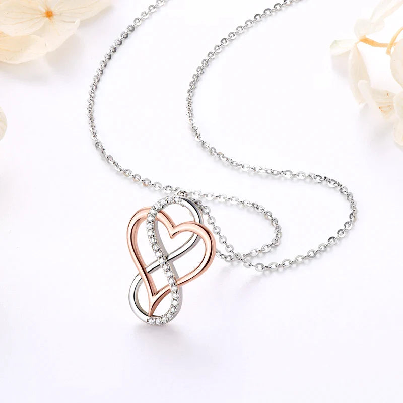 Colar Laçoes de Amor Moissanite em Prata e Ouro Rosé - Loratta 