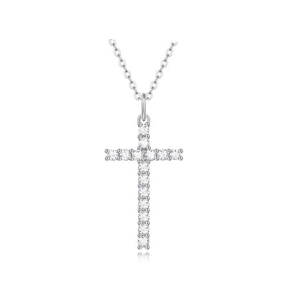 Colar Cruz Brilhante Moissanite em Prata - Loratta 