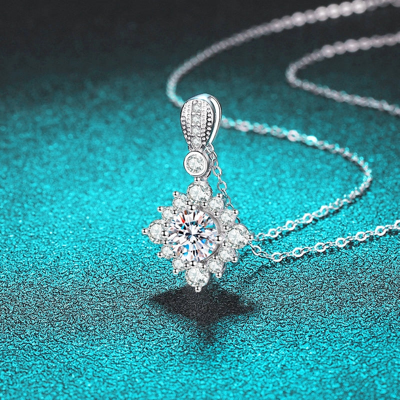 Colar Floco de Neve Moissanite em Prata - Loratta 