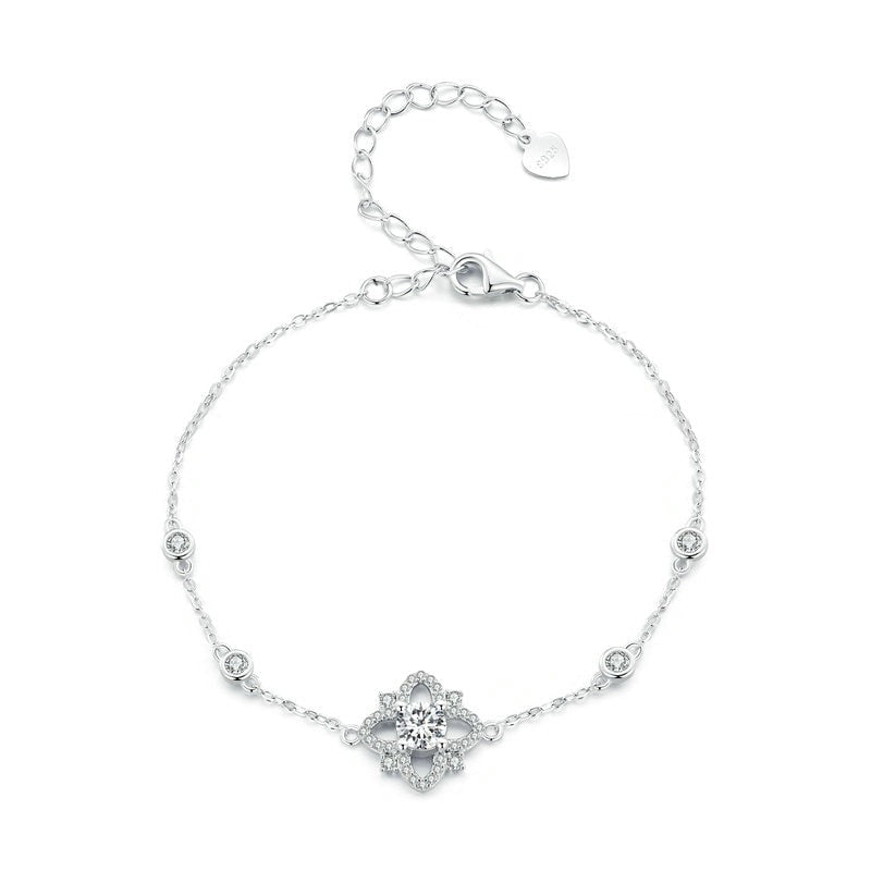 Bracelete Flor do Jardim Moissanites em Prata - Loratta 