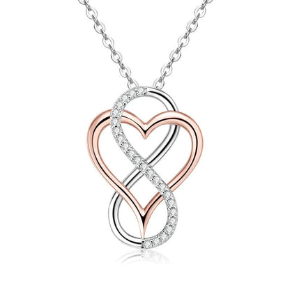Colar Laçoes de Amor Moissanite em Prata e Ouro Rosé - Loratta 