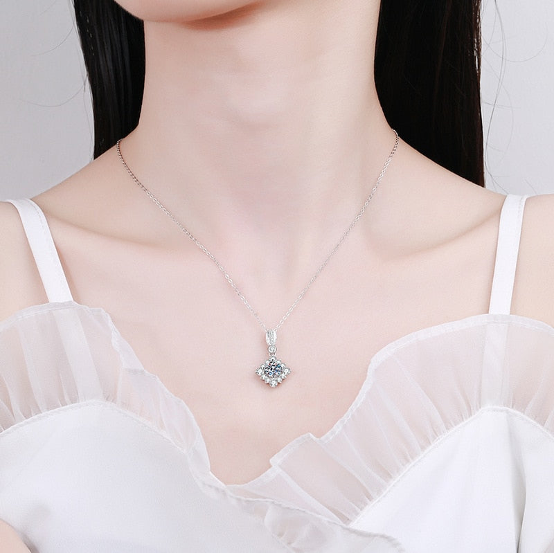 Colar Floco de Neve Moissanite em Prata - Loratta 
