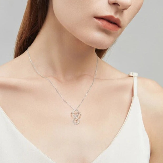 Colar Laçoes de Amor Moissanite em Prata e Ouro Rosé - Loratta 