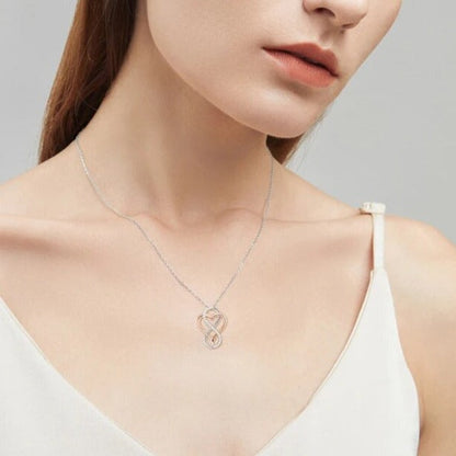 Colar Laçoes de Amor Moissanite em Prata e Ouro Rosé - Loratta 