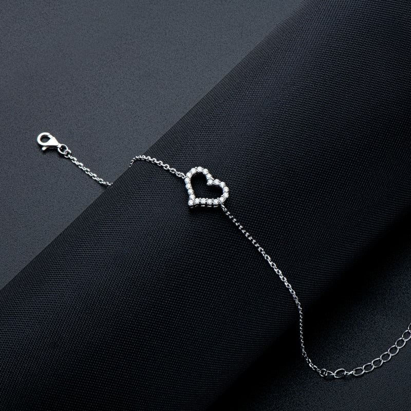 Bracelete Pure Love Moissanites e Prata Folheada à Ouro Branco 14k - Loratta 